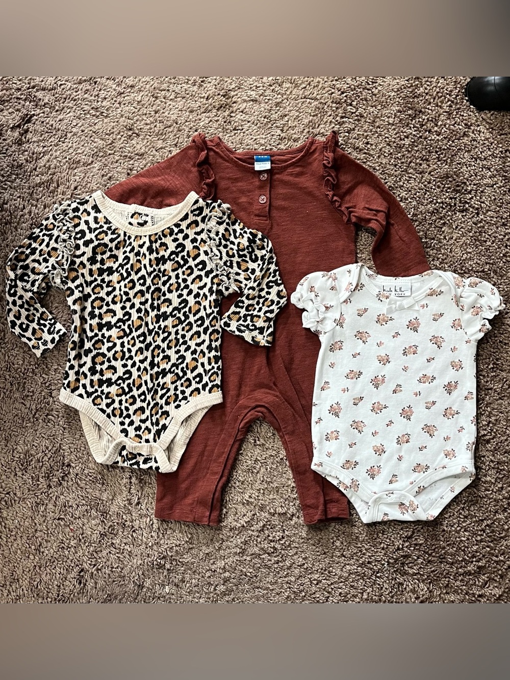Baby Girls 3-6 Months Clothing Bundle Lot One Piece Bodysuits Floral Leopard